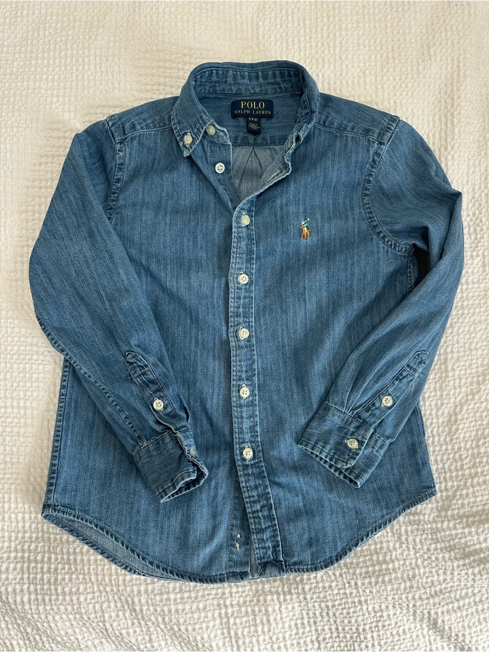 Polo by Ralph Lauren Blue 100% Cotton Button-Down Shirt Boys Size 8